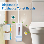 Casabella Disposable and Flusheable Toilet Brush Wand Cleaning System, Powerful Stain & Odor Removal, Flushable & Non-Clogging, Includes 1 Handle, 1 Storage Caddy, 1 Hook, 12 Refill Heads with Fresh Scent