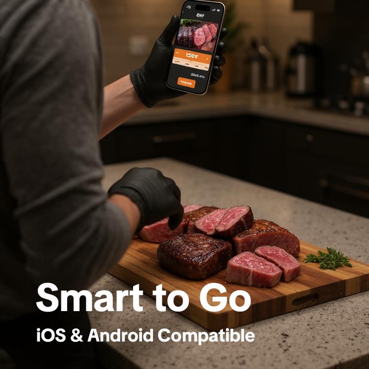 Probe Plus Bluetooth Wireless Meat Thermometer Digital for BBQ Grill Oven Smoker Air Fryer Kitchen FDA Certified Food Safe Rechargeable Eco Friendly Multi-Probe Management Real Time Smartphone Monitoring High Precision Measurement Stainless Steel Probes