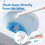 Casabella Disposable and Flusheable Toilet Brush Wand Cleaning System, Powerful Stain & Odor Removal, Flushable & Non-Clogging, Includes 1 Handle, 1 Storage Caddy, 1 Hook, 12 Refill Heads with Fresh Scent