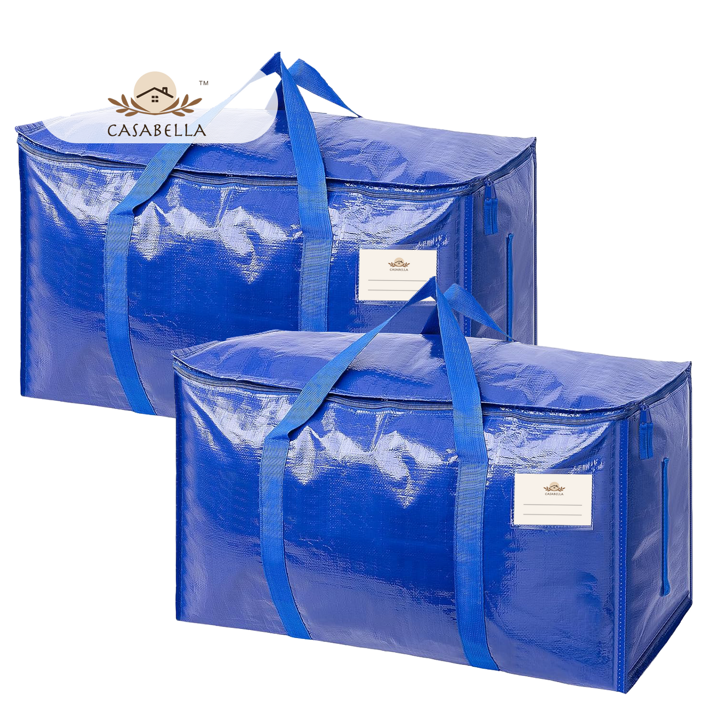 CasaBella 24 Gallon Extra Large Heavy Duty Foldable Moving Bags With Carrying Handles, Zippers and Tag Pocket, Outdoor Camping, water proof Organiser