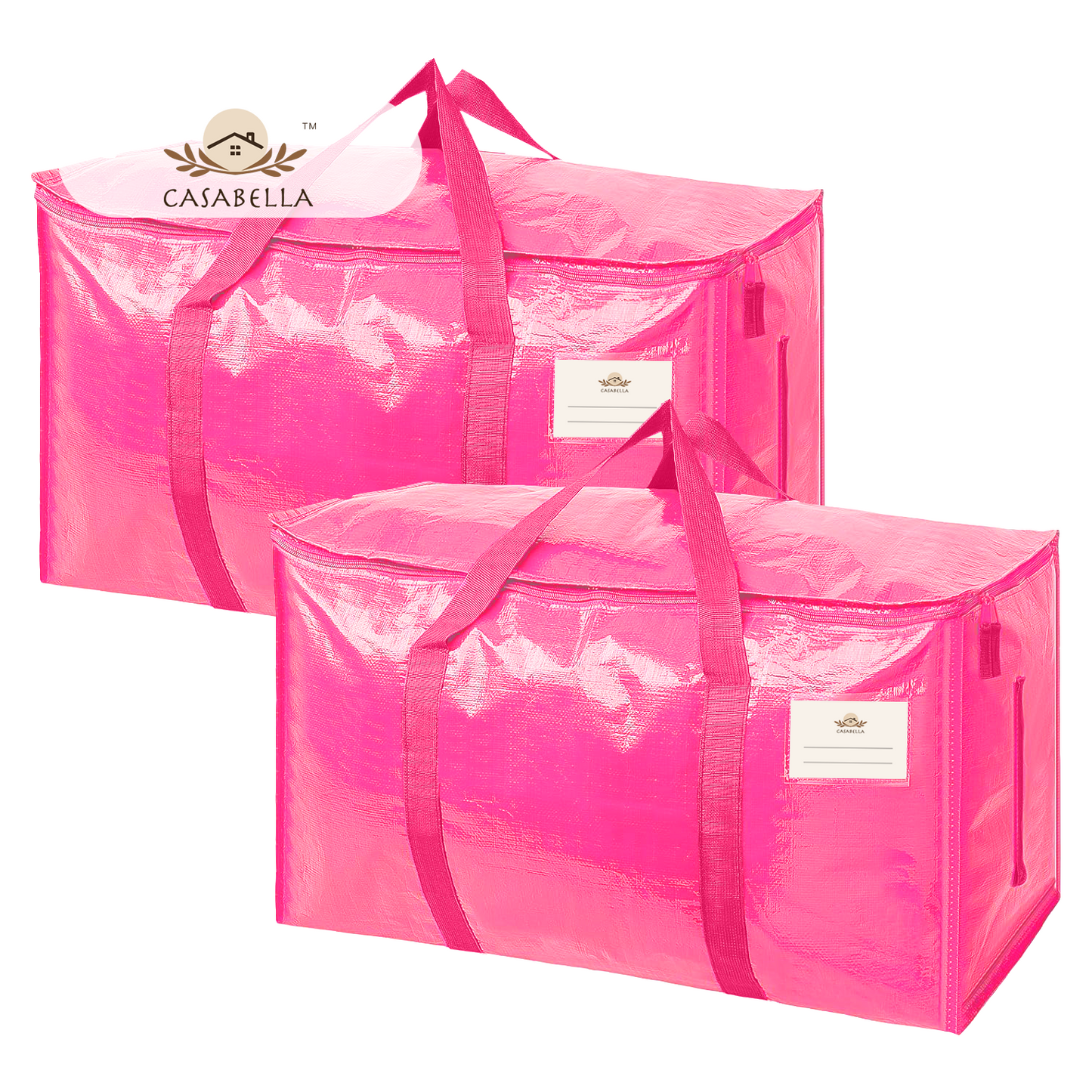 CasaBella 24 Gallon Extra Large Heavy Duty Foldable Moving Bags With Carrying Handles, Zippers and Tag Pocket, Outdoor Camping, water proof Organiser