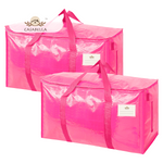 CasaBella 24 Gallon Extra Large Heavy Duty Foldable Moving Bags With Carrying Handles, Zippers and Tag Pocket, Outdoor Camping, water proof Organiser