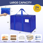 CasaBella 24 Gallon Extra Large Heavy Duty Foldable Moving Bags With Carrying Handles, Zippers and Tag Pocket, Outdoor Camping, water proof Organiser