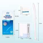 Casabella Disposable and Flusheable Toilet Brush Wand Cleaning System, Powerful Stain & Odor Removal, Flushable & Non-Clogging, Includes 1 Handle, 1 Storage Caddy, 1 Hook, 12 Refill Heads with Fresh Scent