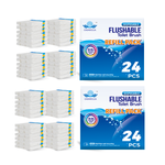 Casabella Disposable and Flusheable Toilet Brush Wand Cleaning System, Powerful Stain & Odor Removal, Flushable & Non-Clogging, Includes 1 Handle, 1 Storage Caddy, 1 Hook, 12 Refill Heads with Fresh Scent