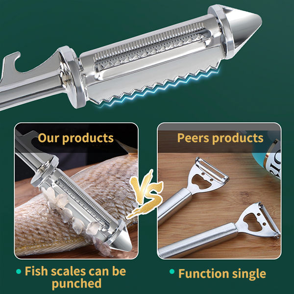 5-in-1 Multifunctional Kitchen Peeler – Veggie Peelers for Kitchen,Potato kitchen Pear Tomato Cucumber Graters,2Pcs 1Pcs Peelers and Slicers, Peels, Juliennes, Scrapes Fish Scales, & More – Bottle Opener Included Utensils Peeling