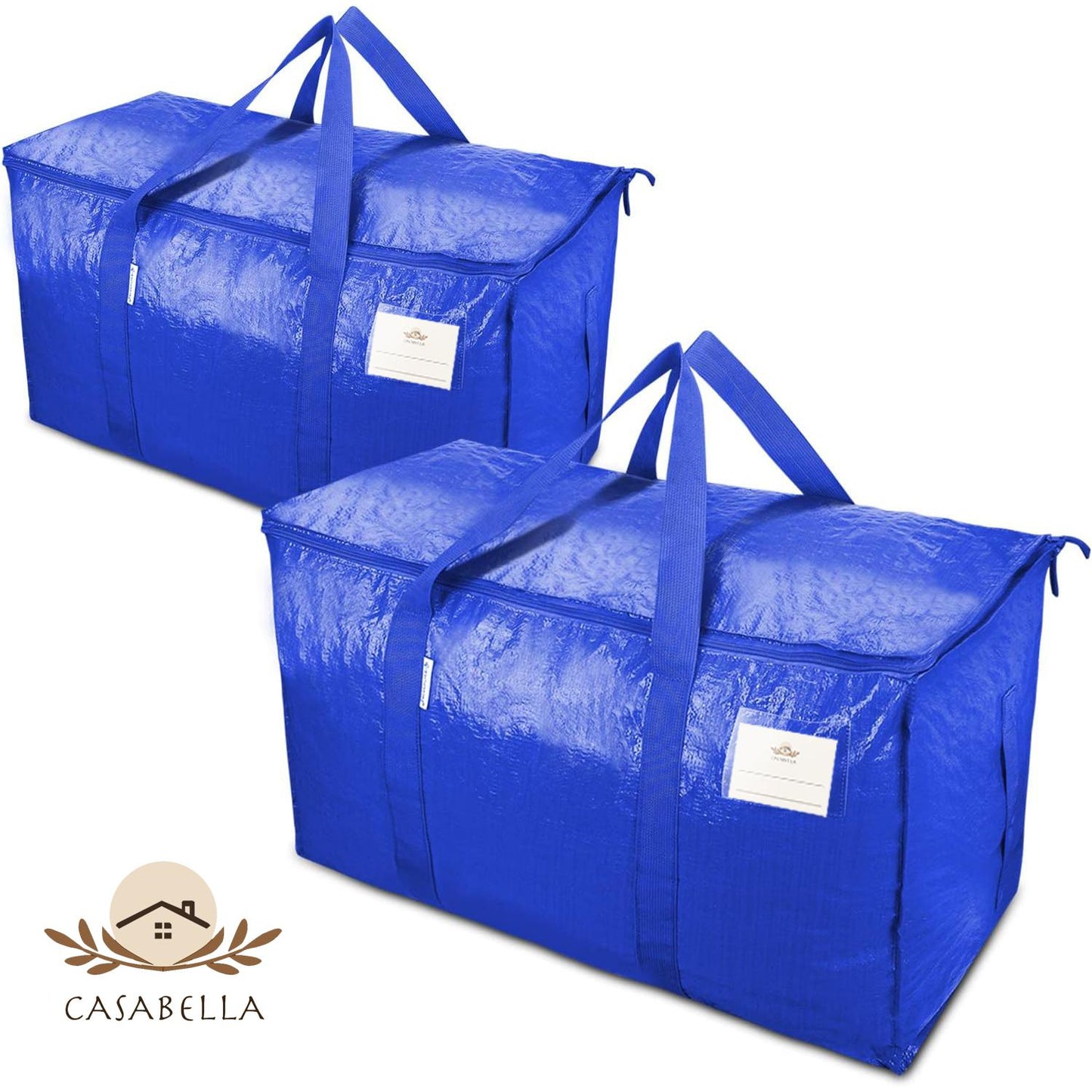 CasaBella 24 Gallon Extra Large Heavy Duty Foldable Moving Bags With Carrying Handles, Zippers and Tag Pocket, Outdoor Camping, water proof Organiser